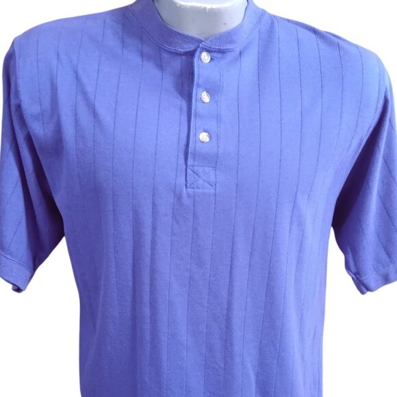 Vintage Men's Medium T-shirt 1980's Bristol Blues Henley Polo Shirt Ribbed - Picture 1 of 5